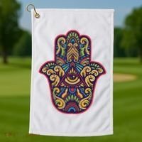 Spiritual Mystic Eye Third Eye All Seeing Eye Hamsa Hand Golf Towel thumb 1