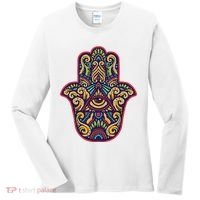 Spiritual Mystic Eye Third Eye All Seeing Eye Hamsa Hand Women's Long Sleeve Shirt thumb 0