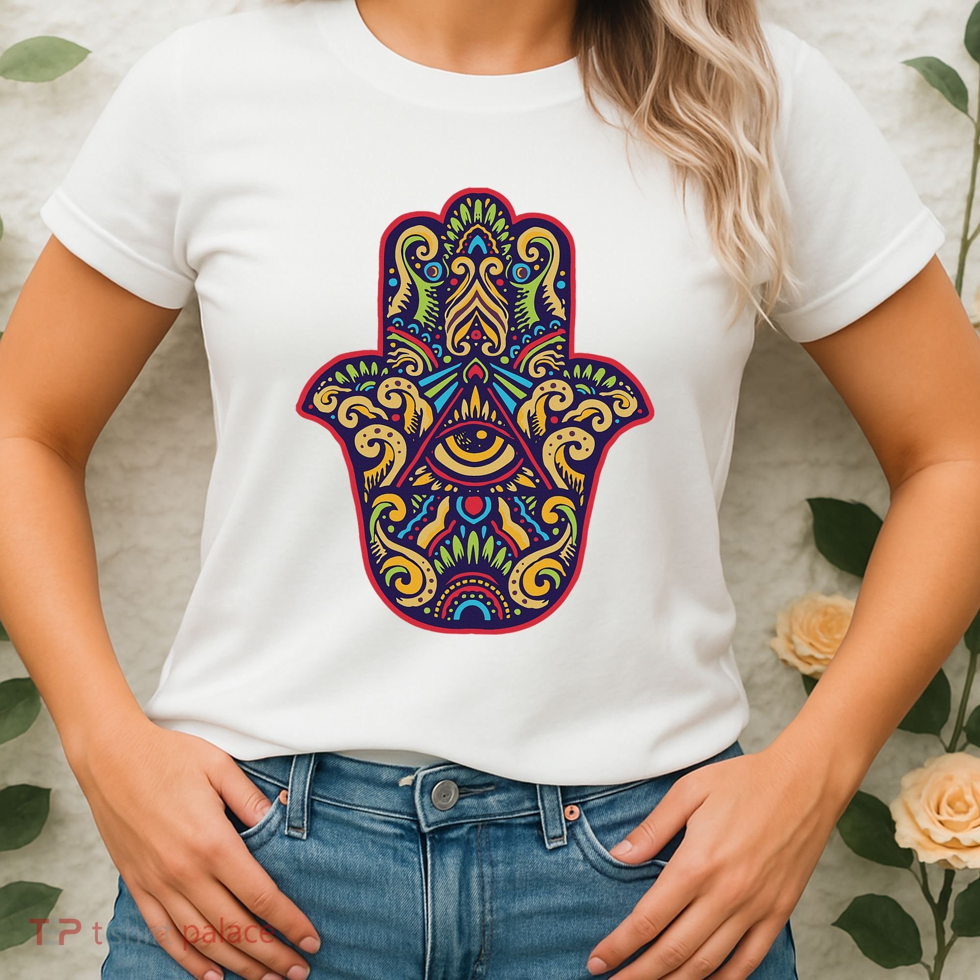 Spiritual Mystic Eye Third Eye All Seeing Eye Hamsa Hand Women's T-Shirt