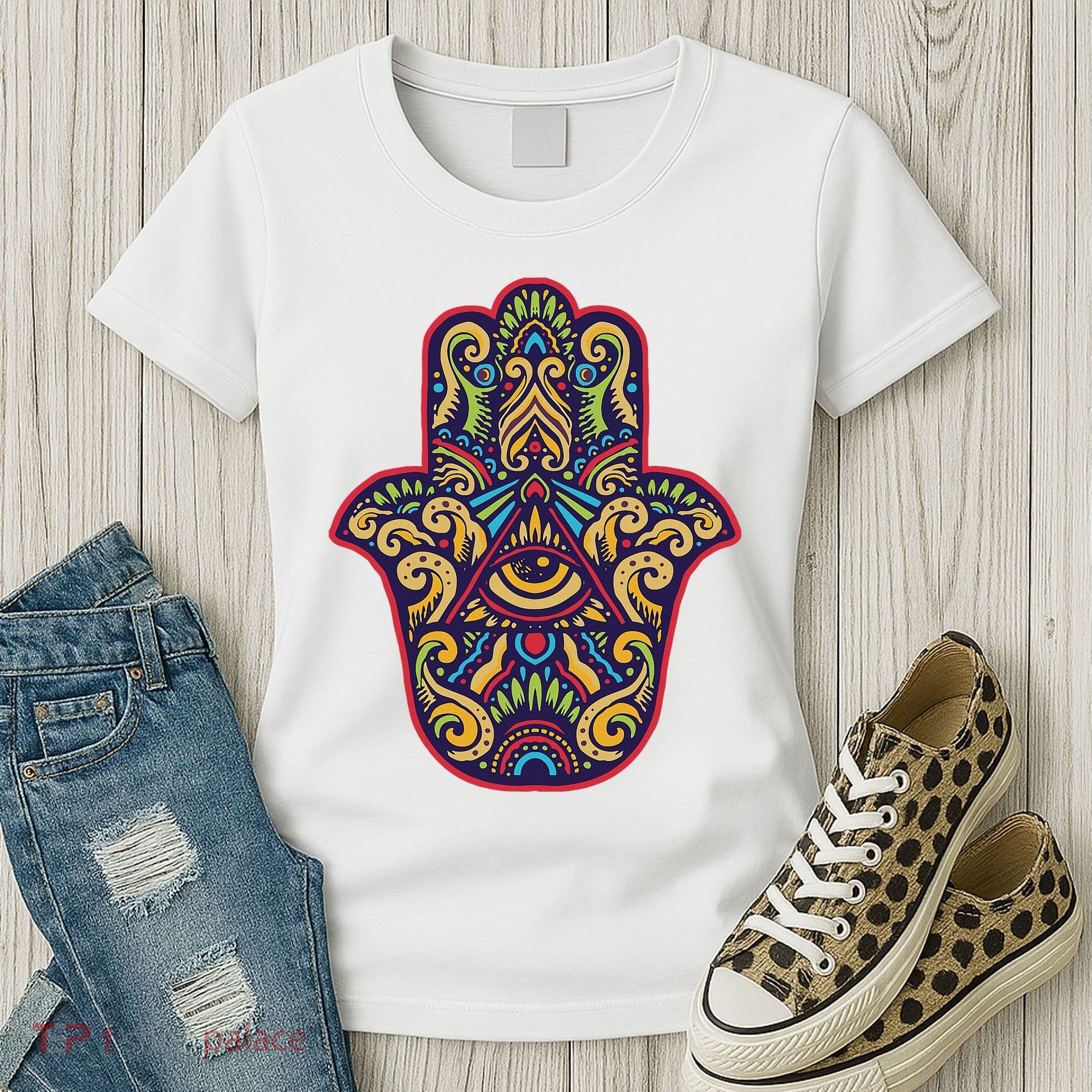 Spiritual Mystic Eye Third Eye All Seeing Eye Hamsa Hand Women's T-Shirt