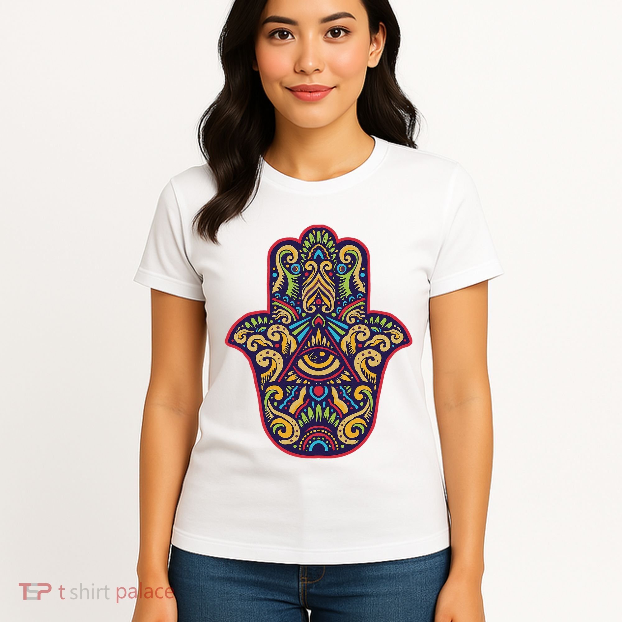 Spiritual Mystic Eye Third Eye All Seeing Eye Hamsa Hand Women's T-Shirt