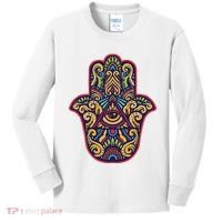 Spiritual Mystic Eye Third Eye All Seeing Eye Hamsa Hand Kids Long Sleeve Shirt thumb 0