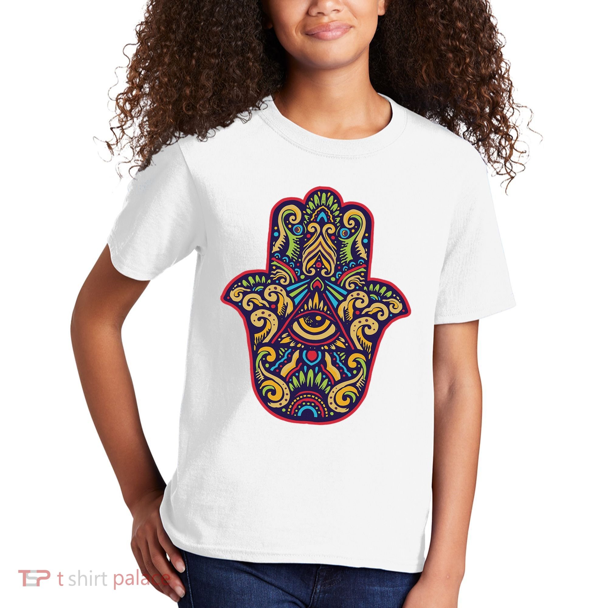 Spiritual Mystic Eye Third Eye All Seeing Eye Hamsa Hand Kids T-Shirt