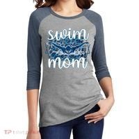 Swim Mom For MotheS Day Women's Tri-Blend 3/4-Sleeve Raglan Shirt thumb 2