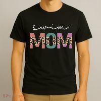 Swim Mom Funny Swimmer Swimming Lover Gift Leopard T-Shirt thumb 3