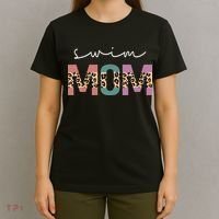 Swim Mom Funny Swimmer Swimming Lover Gift Leopard T-Shirt thumb 4