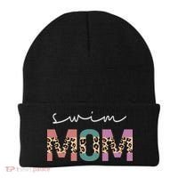 Swim Mom Funny Swimmer Swimming Lover Gift Leopard Beanie thumb 0
