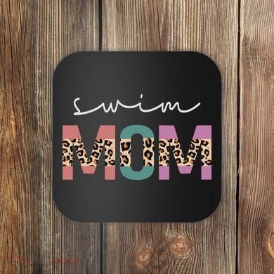 Swim Mom Funny Swimmer Swimming Lover Gift Leopard Coaster