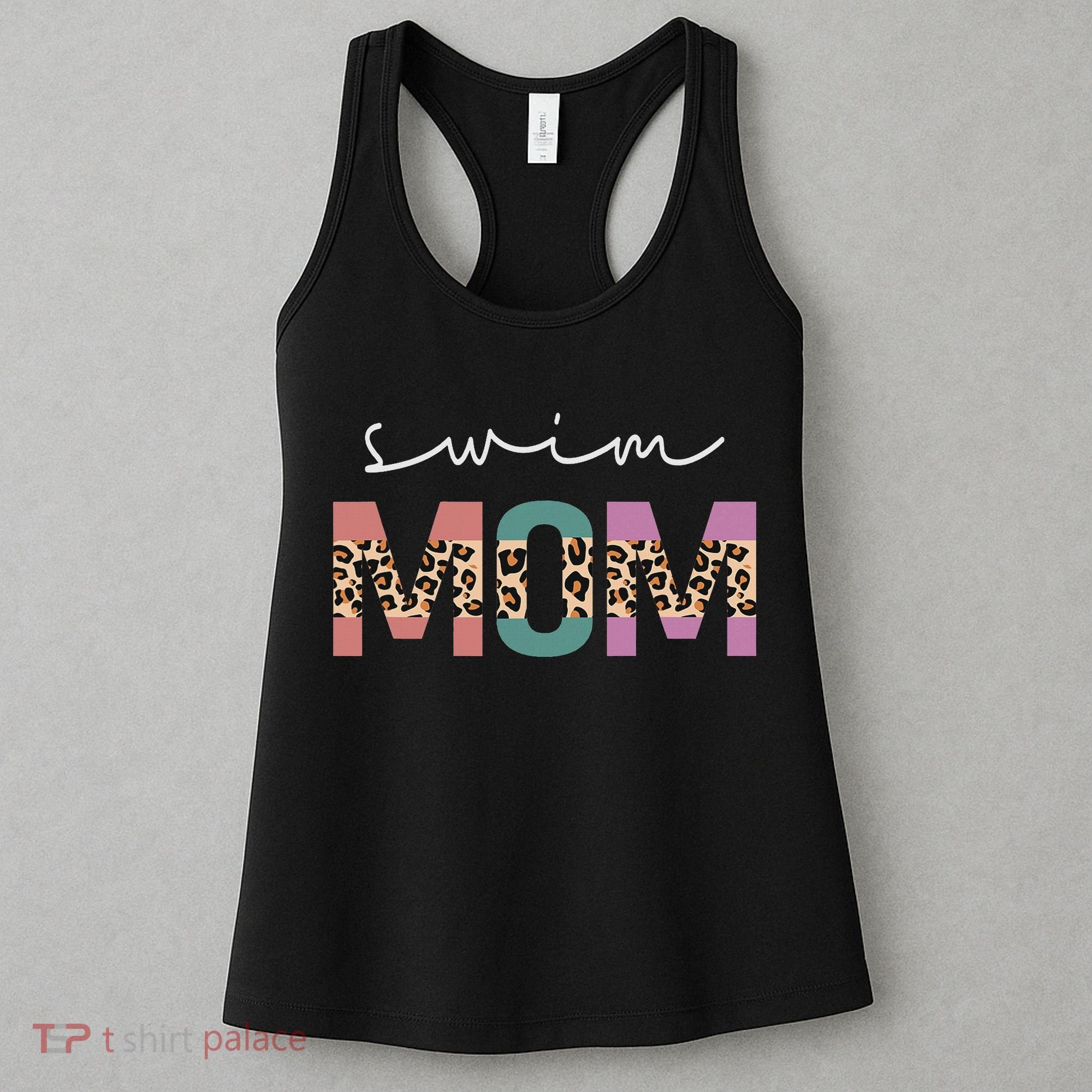 Swim Mom Funny Swimmer Swimming Lover Gift Leopard Women's Tank Top