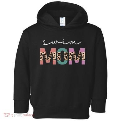 Swim Mom Funny Swimmer Swimming Lover Gift Leopard Toddler Hoodie