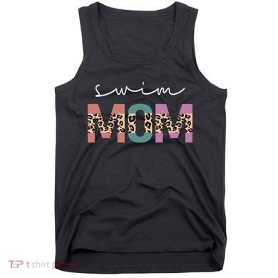 Swim Mom Funny Swimmer Swimming Lover Gift Leopard Tank Top