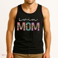 Swim Mom Funny Swimmer Swimming Lover Gift Leopard Tank Top thumb 3