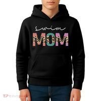 Swim Mom Funny Swimmer Swimming Lover Gift Leopard Kids Hoodie thumb 4