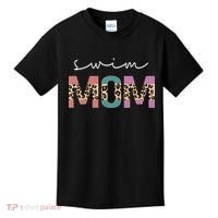Swim Mom Funny Swimmer Swimming Lover Gift Leopard Kids T-Shirt thumb 0