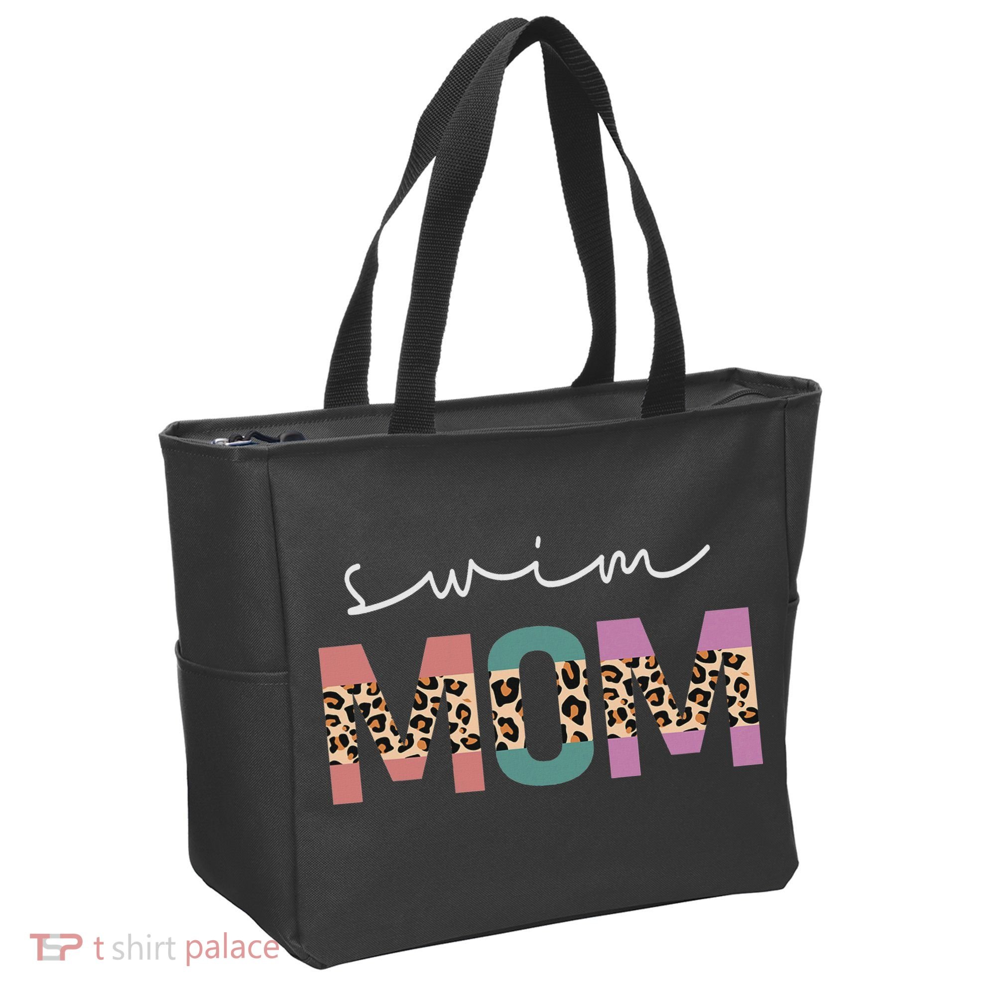 Swim Mom Funny Swimmer Swimming Lover Gift Leopard Tote Bag