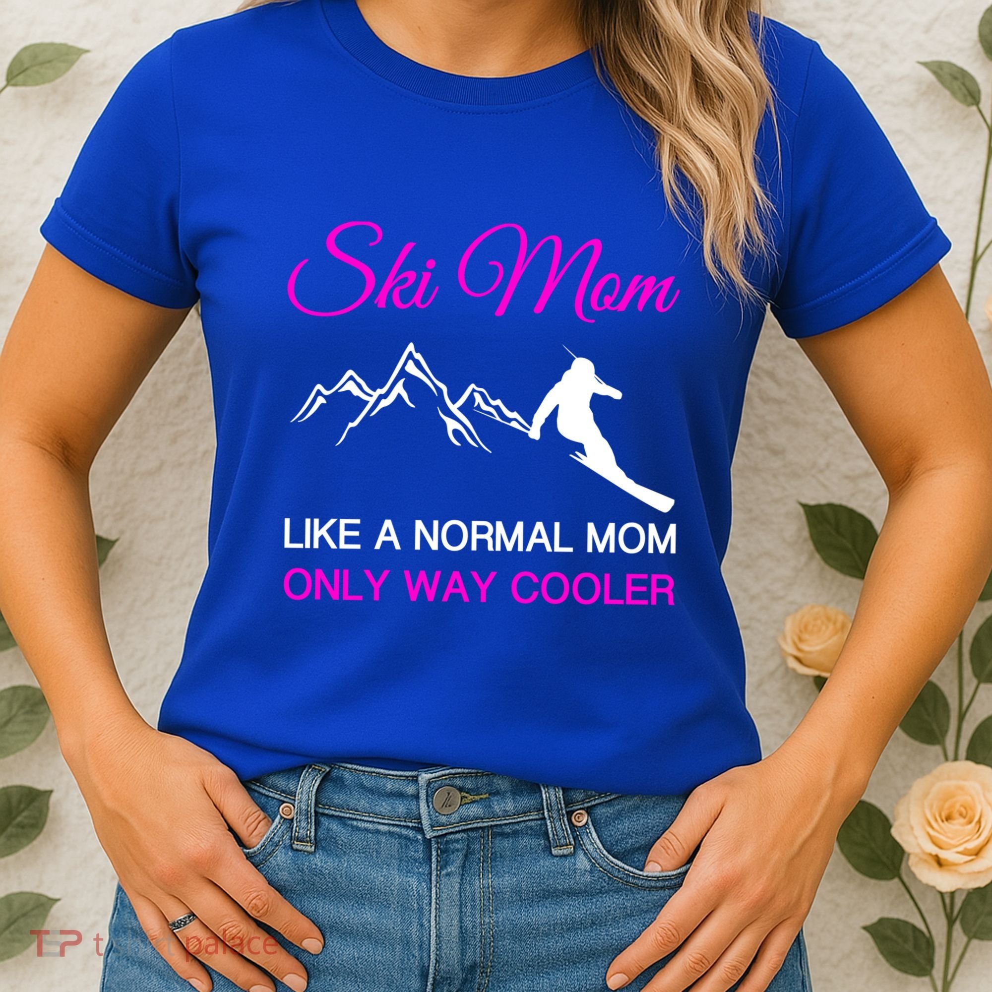 Ski Mom Funny Skiing Mama Mother Winter Sport Lover Gift Women's T-Shirt