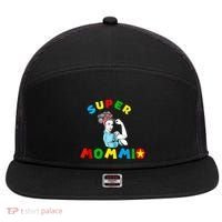 Super Mommio Funny Mommy Mothers Day 7 Panel Mesh Trucker Snapback Hat thumb 0