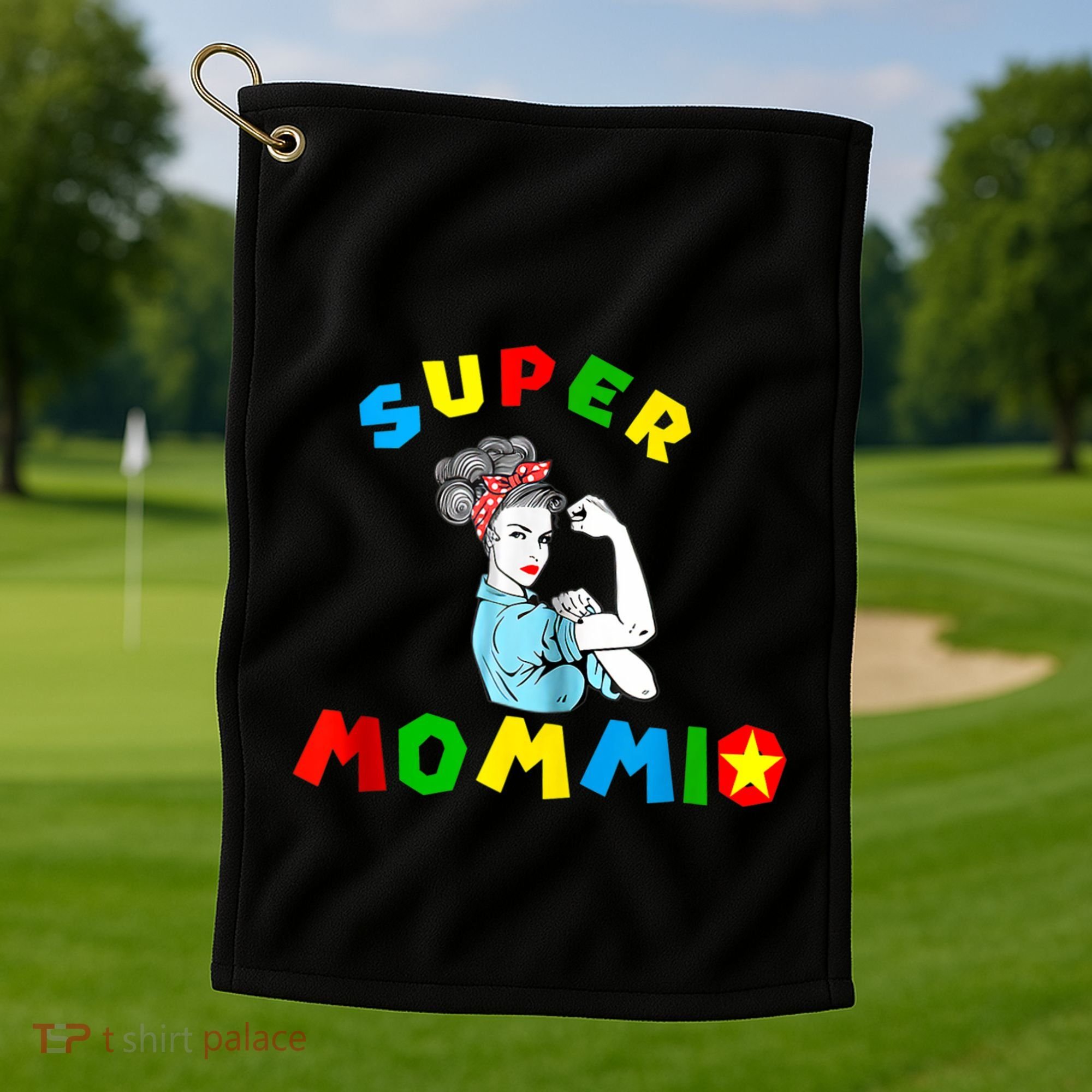 Super Mommio Funny Mommy Mothers Day Golf Towel