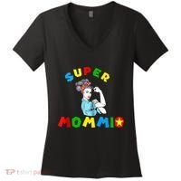 Super Mommio Funny Mommy Mothers Day Women's V-Neck T-Shirt thumb 0