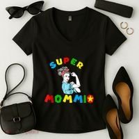 Super Mommio Funny Mommy Mothers Day Women's V-Neck T-Shirt thumb 2