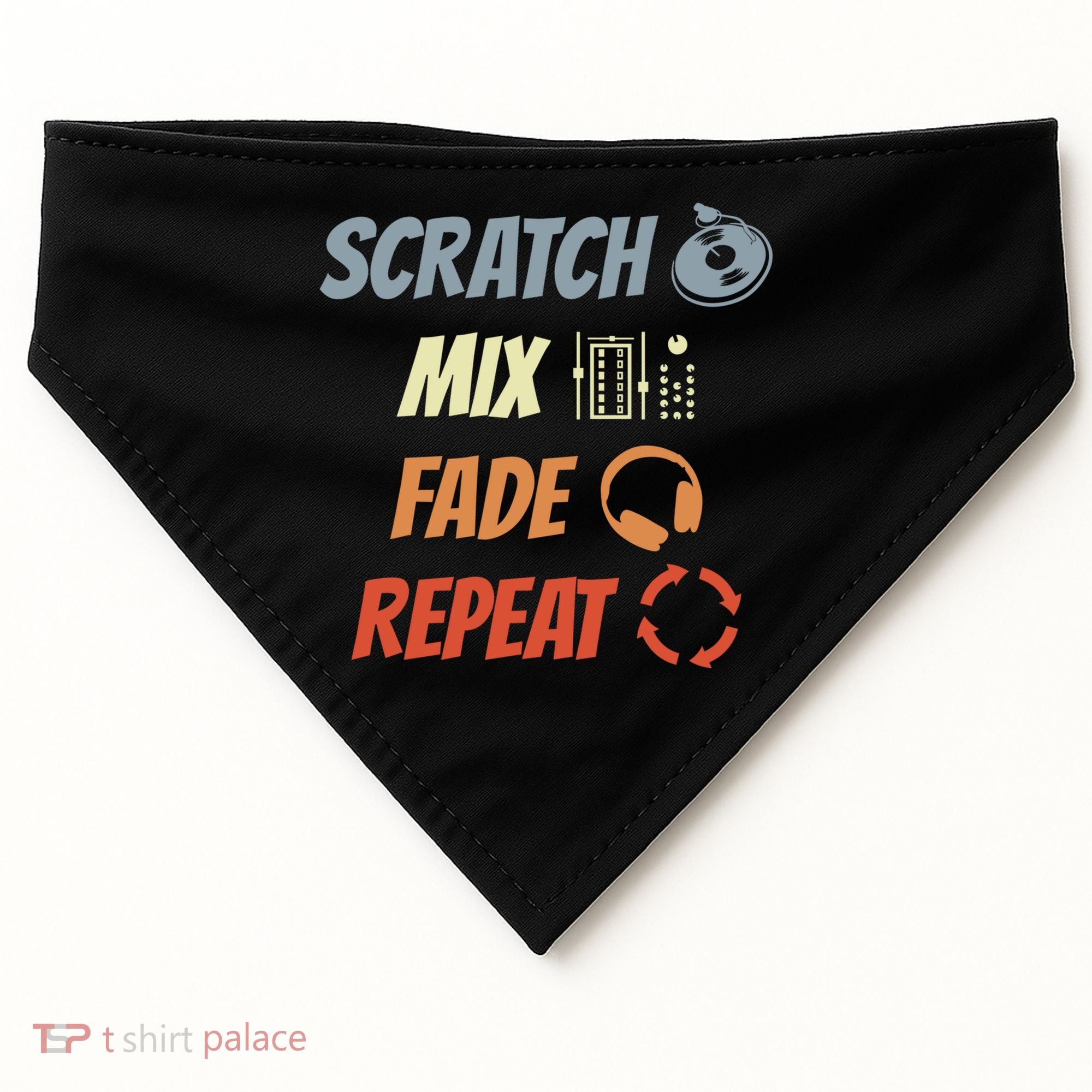 Scratch Mix Fade Repeat Disc Jockey Dj Gift USA-Made Doggie Bandana