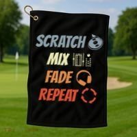 Scratch Mix Fade Repeat Disc Jockey Dj Gift Golf Towel thumb 1