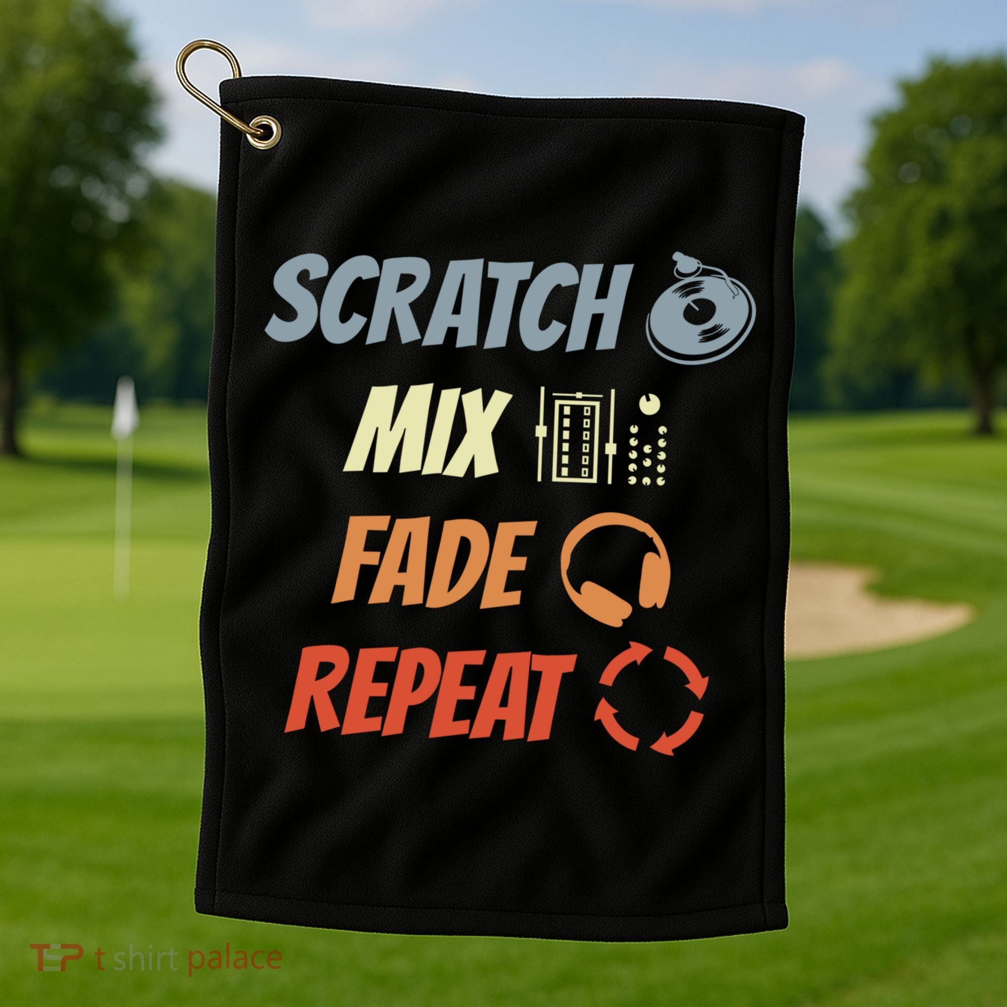 Scratch Mix Fade Repeat Disc Jockey Dj Gift Golf Towel