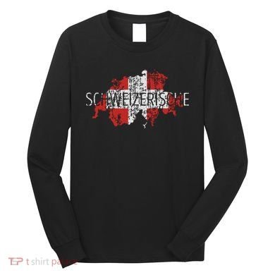 Switzerland Map Flag Souvenir Distressed Schweizerische Long Sleeve Shirt