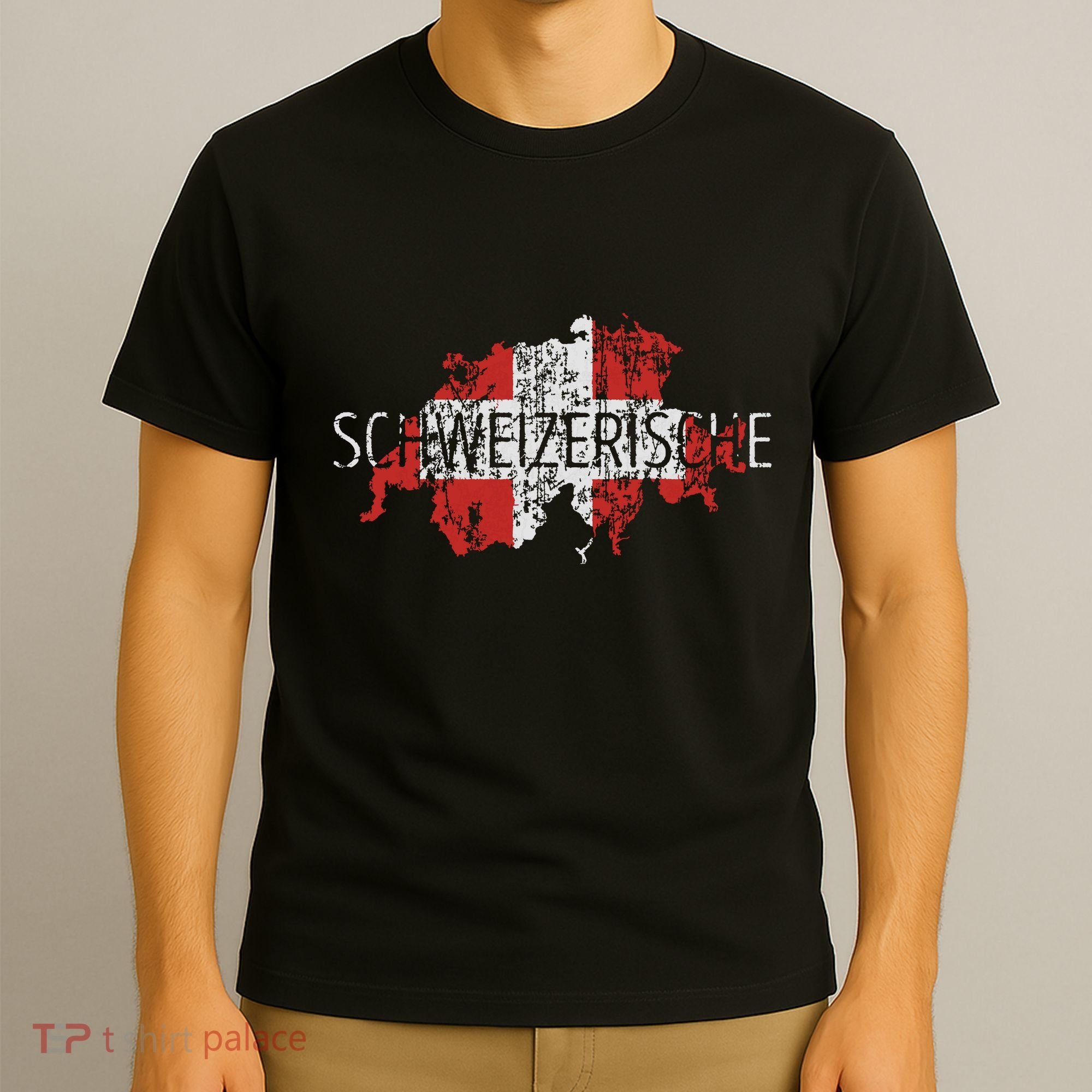 Switzerland Map Flag Souvenir Distressed Schweizerische T-Shirt
