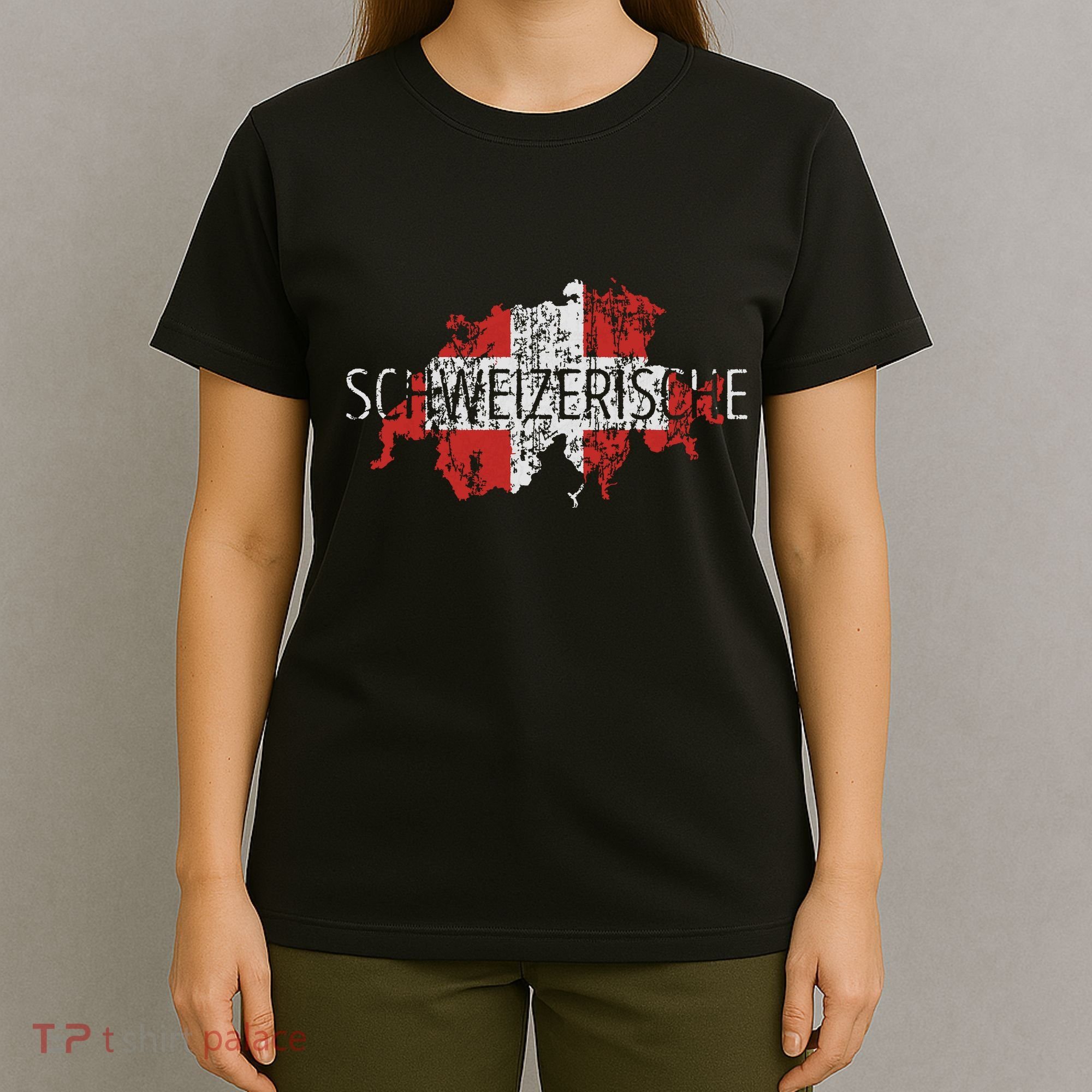 Switzerland Map Flag Souvenir Distressed Schweizerische T-Shirt