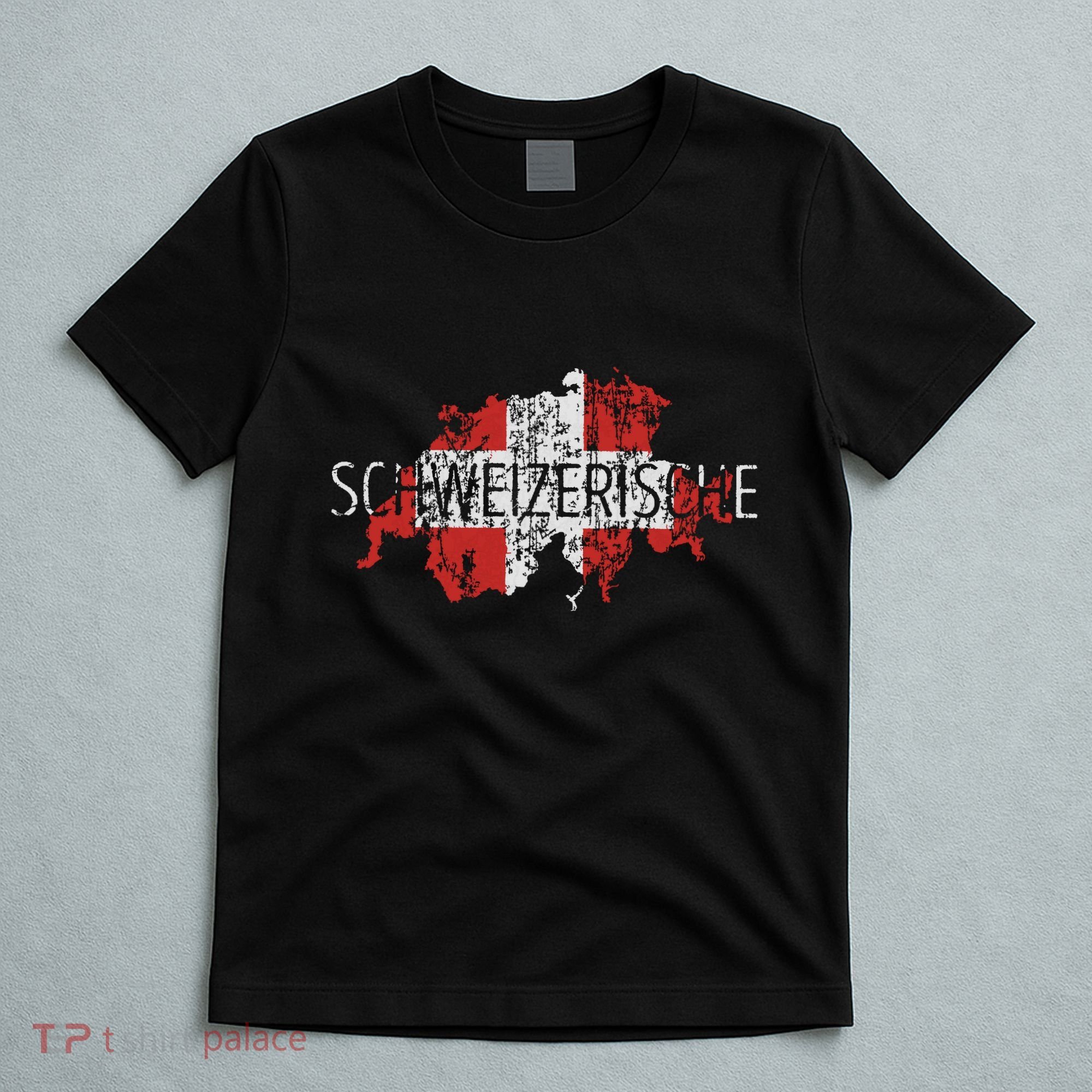 Switzerland Map Flag Souvenir Distressed Schweizerische T-Shirt