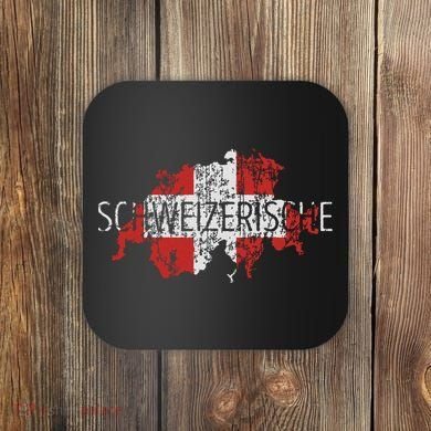 Switzerland Map Flag Souvenir Distressed Schweizerische Coaster