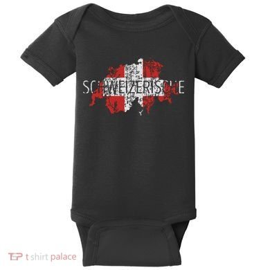 Switzerland Map Flag Souvenir Distressed Schweizerische Baby Bodysuit