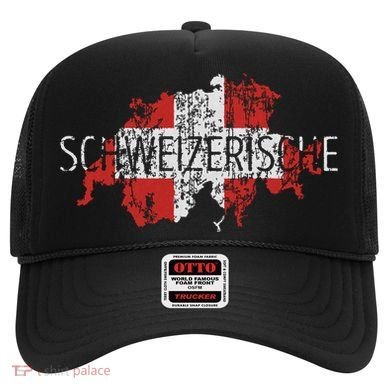 Switzerland Map Flag Souvenir Distressed Schweizerische Hat