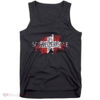 Switzerland Map Flag Souvenir Distressed Schweizerische Tank Top thumb 0