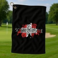 Switzerland Map Flag Souvenir Distressed Schweizerische Golf Towel thumb 1