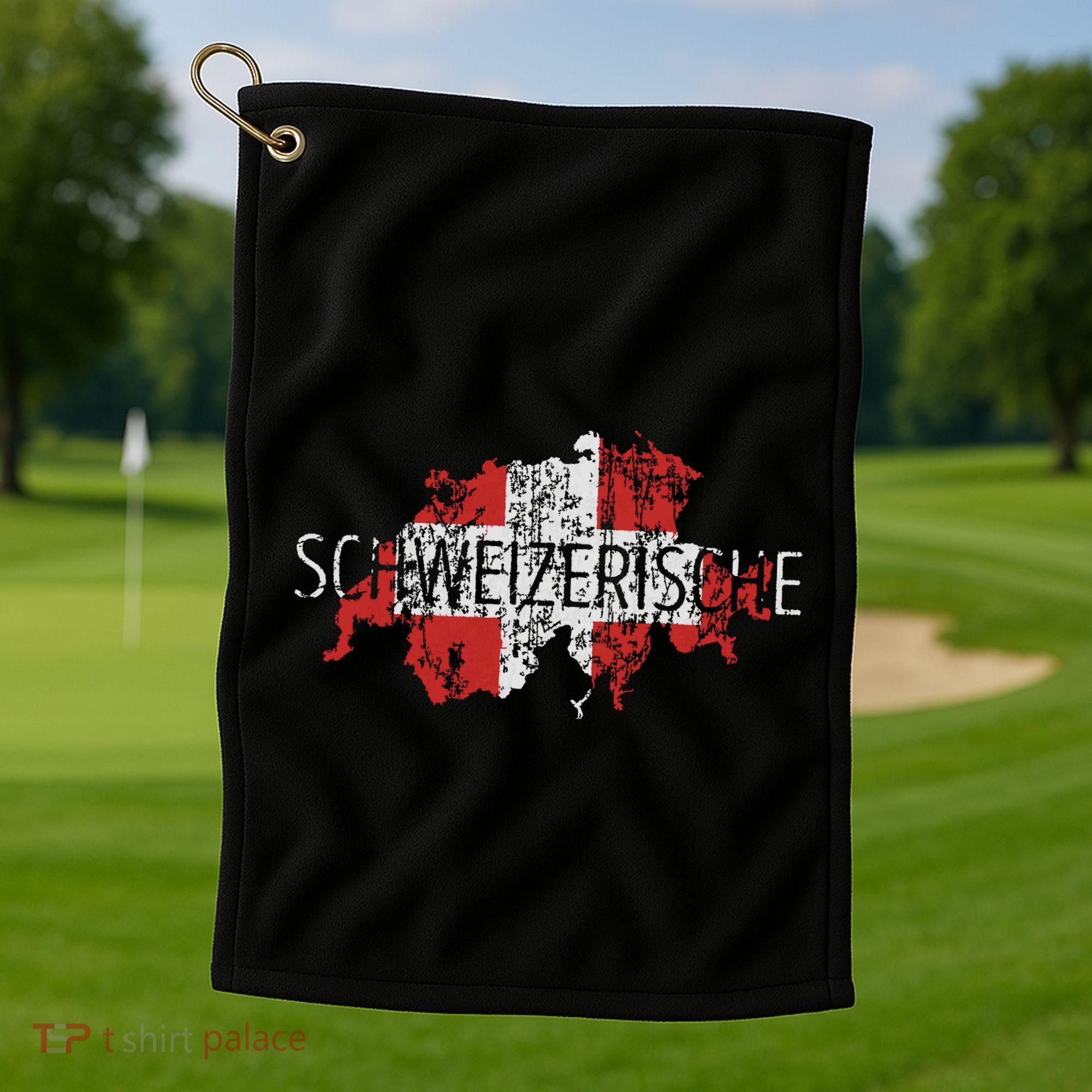 Switzerland Map Flag Souvenir Distressed Schweizerische Golf Towel