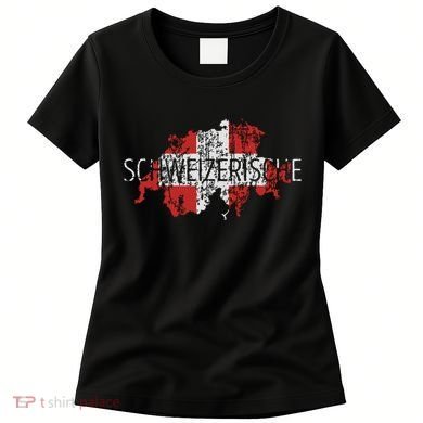 Switzerland Map Flag Souvenir Distressed Schweizerische Women's T-Shirt