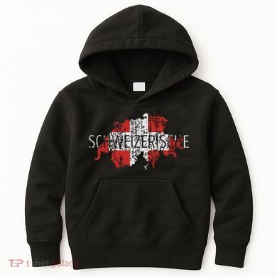 Switzerland Map Flag Souvenir Distressed Schweizerische Kids Hoodie