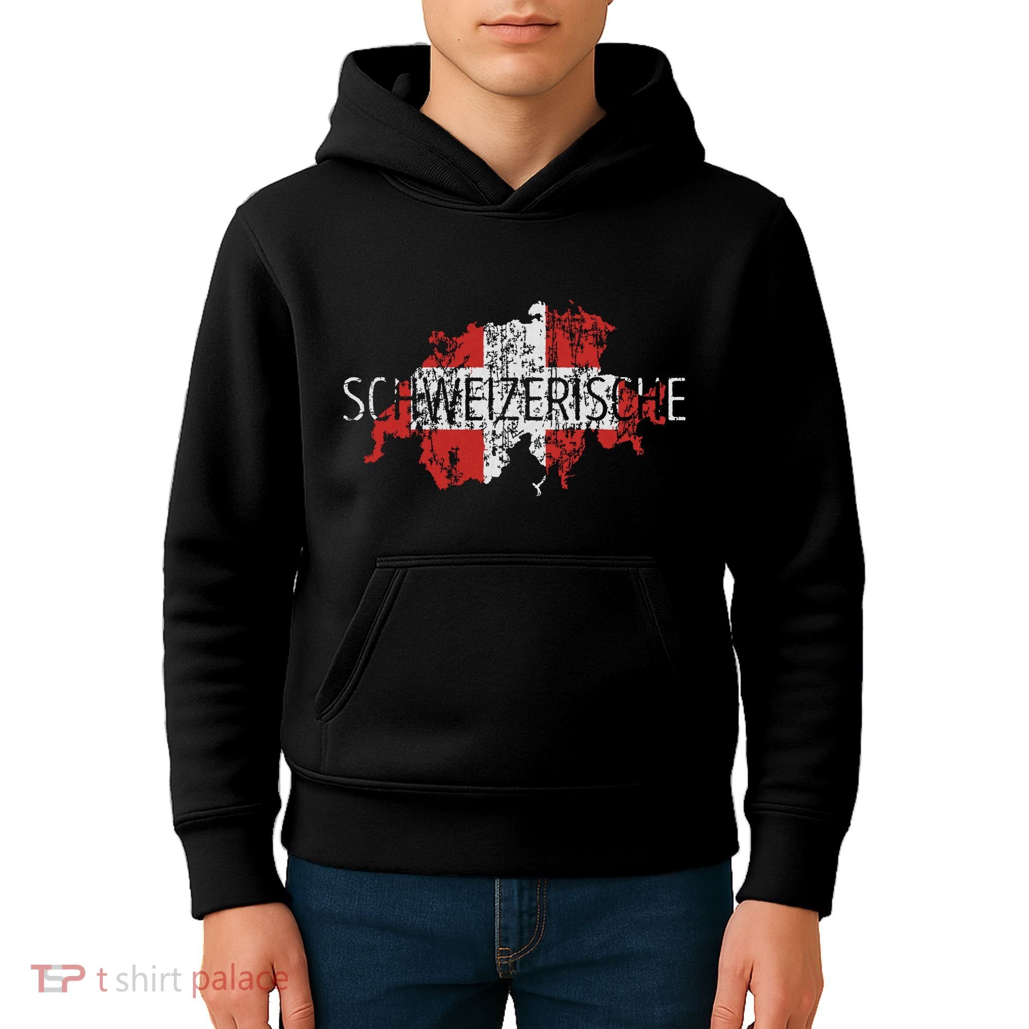 Switzerland Map Flag Souvenir Distressed Schweizerische Kids Hoodie