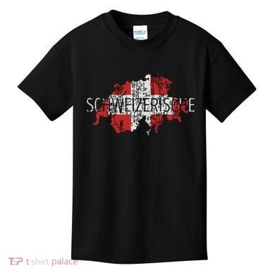 Switzerland Map Flag Souvenir Distressed Schweizerische Kids T-Shirt