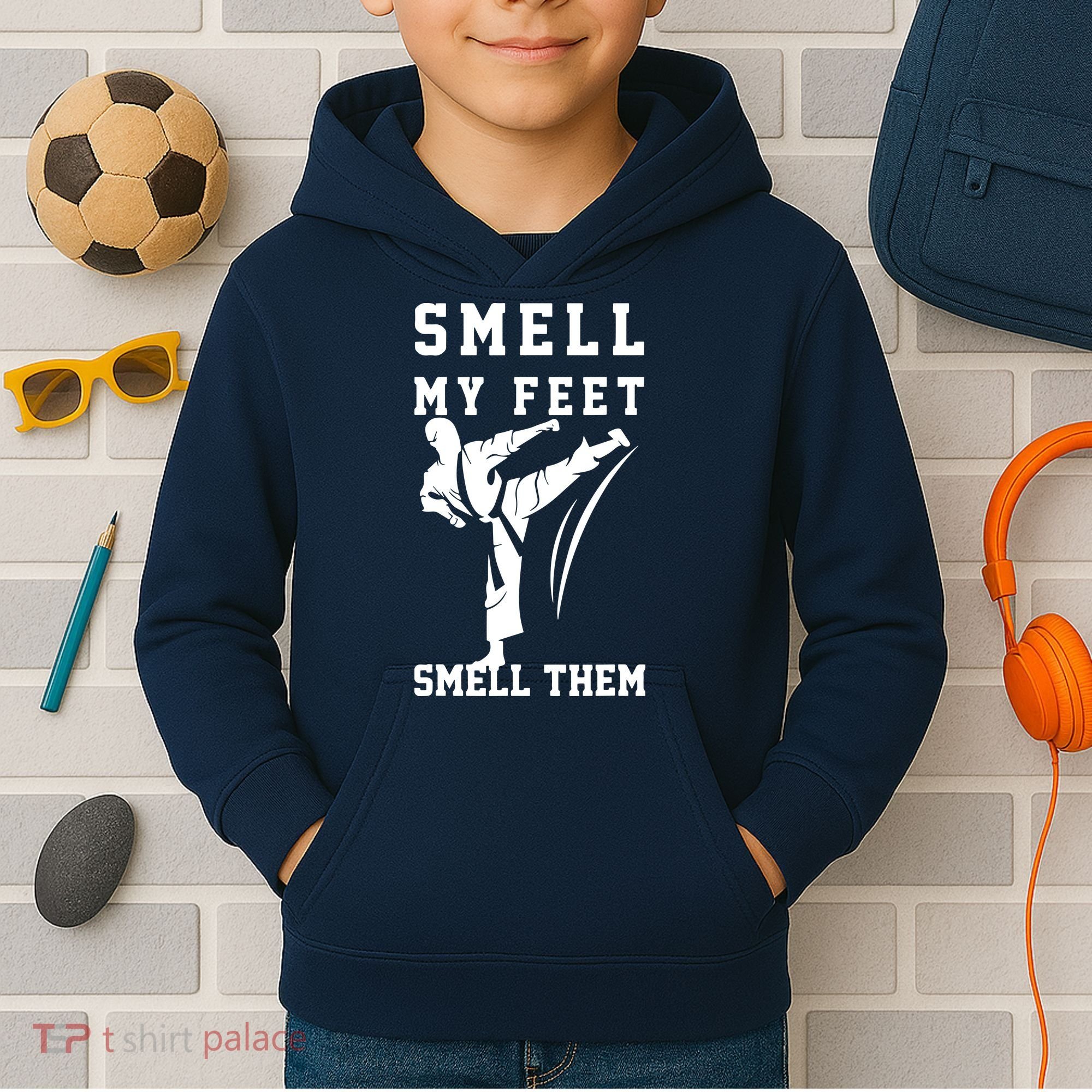 Smell My Feet Funny Taekwondo Kids Hoodie