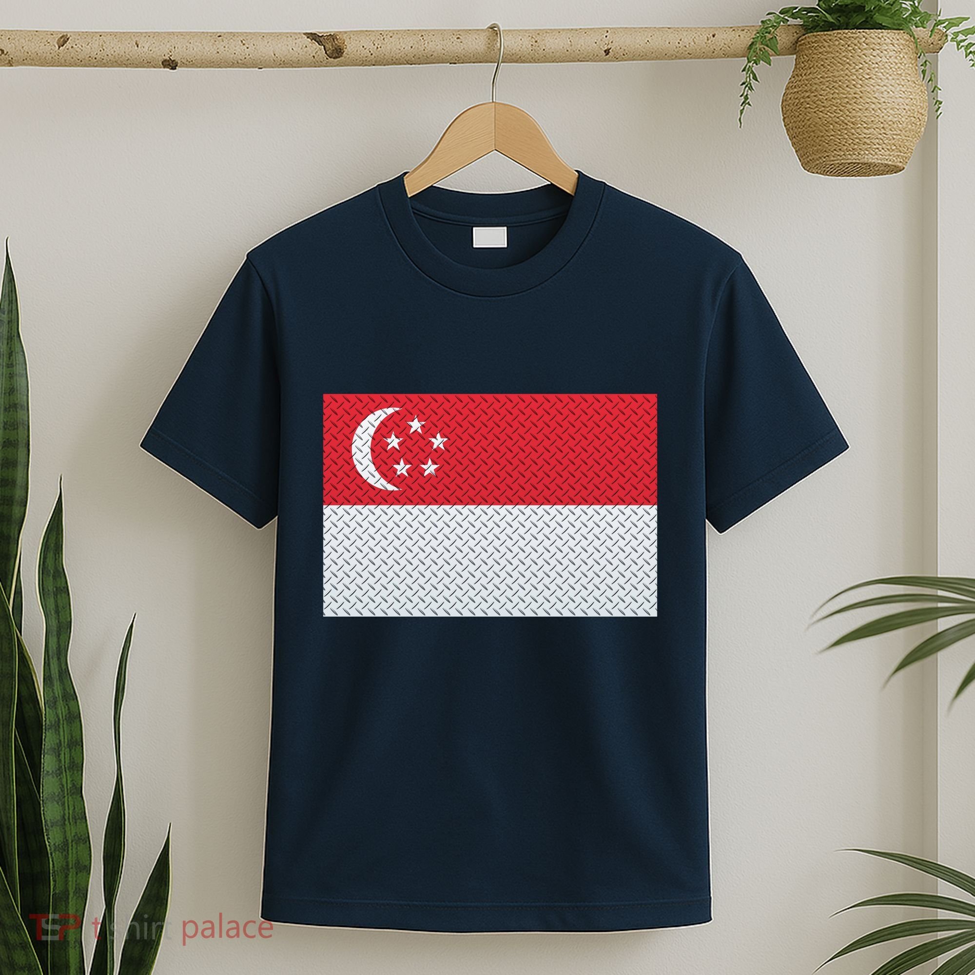 Singapore Metal Flag Shield T-Shirt