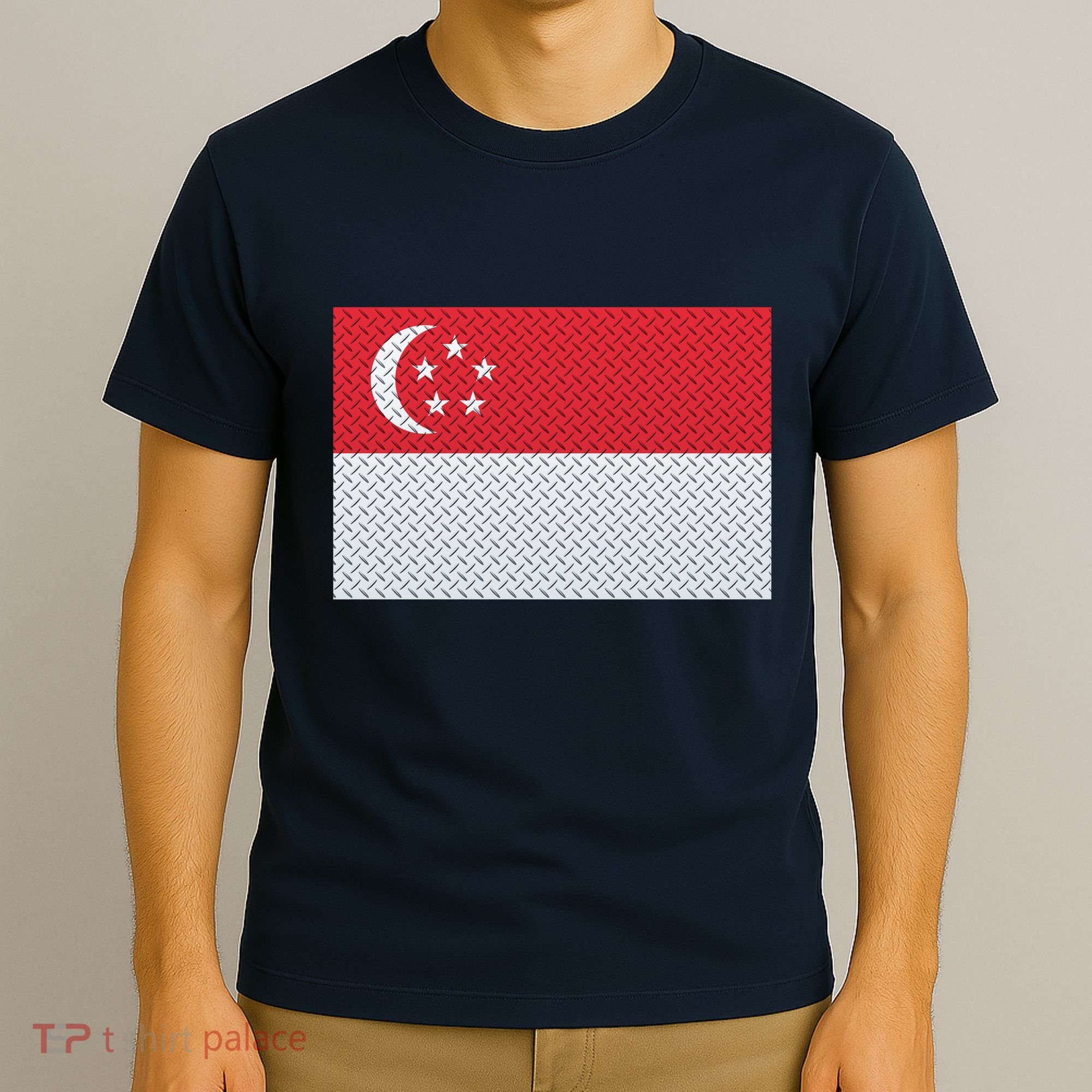 Singapore Metal Flag Shield T-Shirt