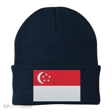 Singapore Metal Flag Shield Beanie