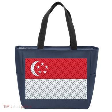 Singapore Metal Flag Shield Tote Bag