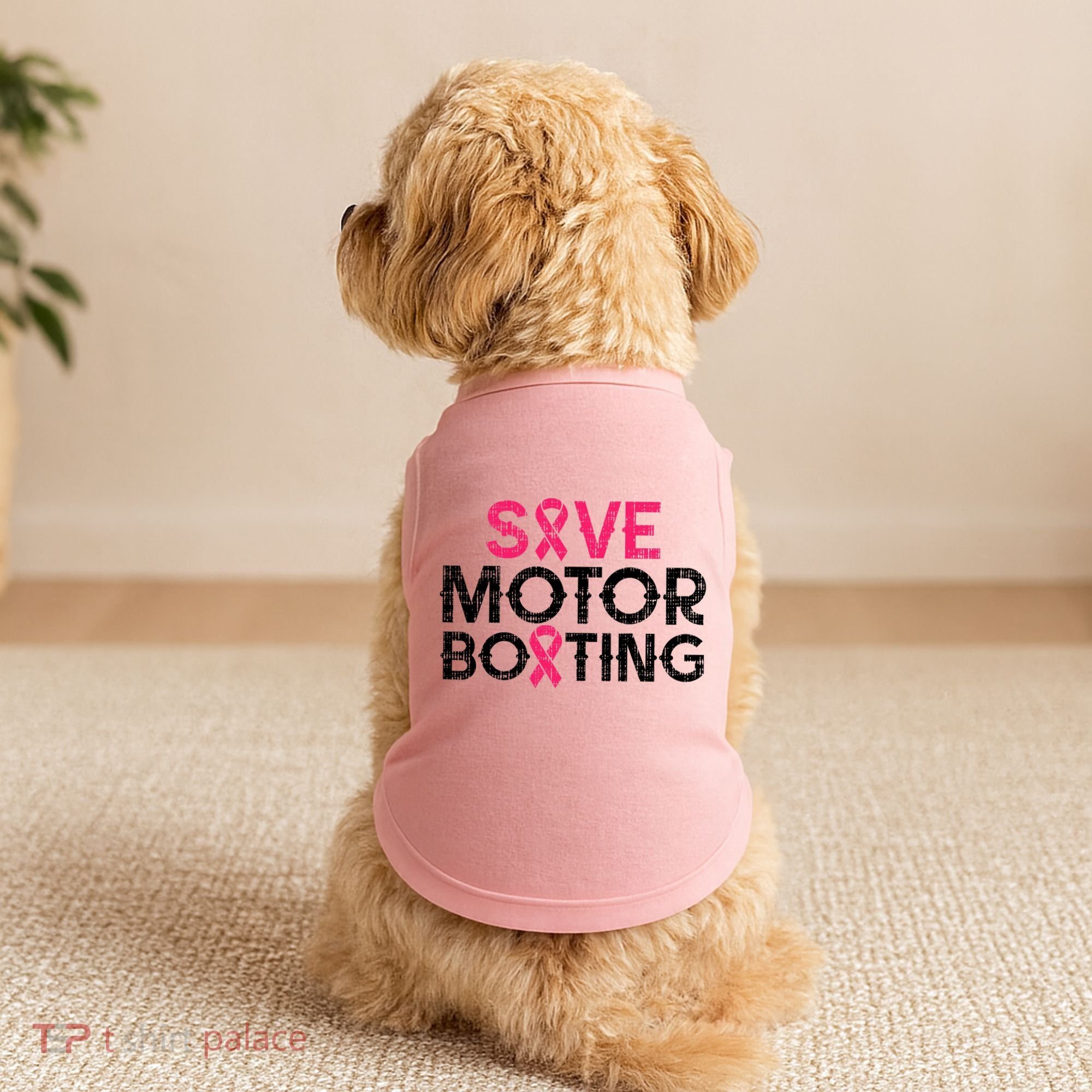 Save Motorboating Funny Pink Breast Cancer Awareness Support Doggie Tank