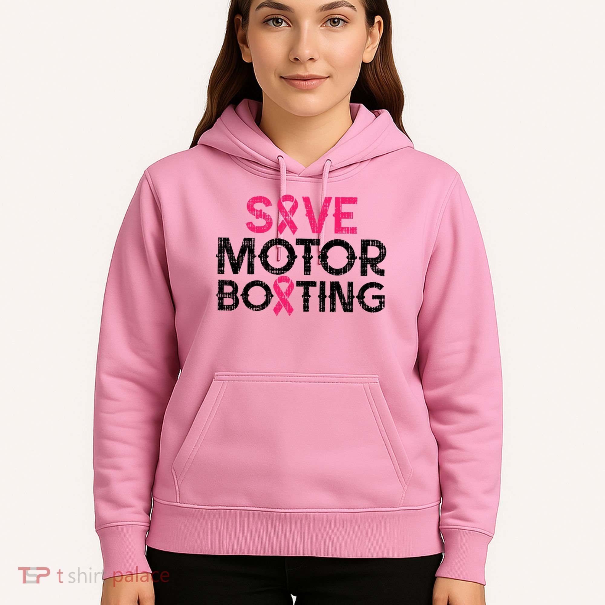 Save Motorboating Funny Pink Breast Cancer Awareness Support Hoodie