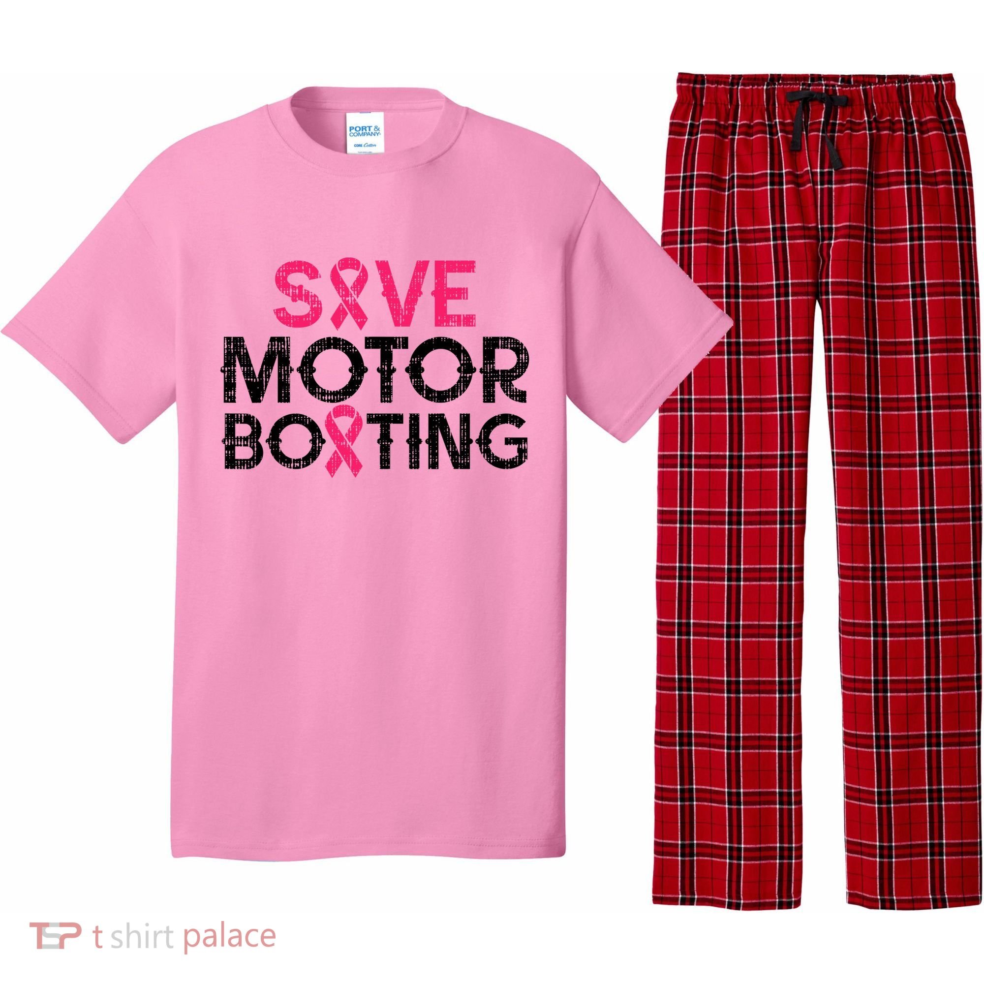 Save Motorboating Funny Pink Breast Cancer Awareness Support Pajama Set