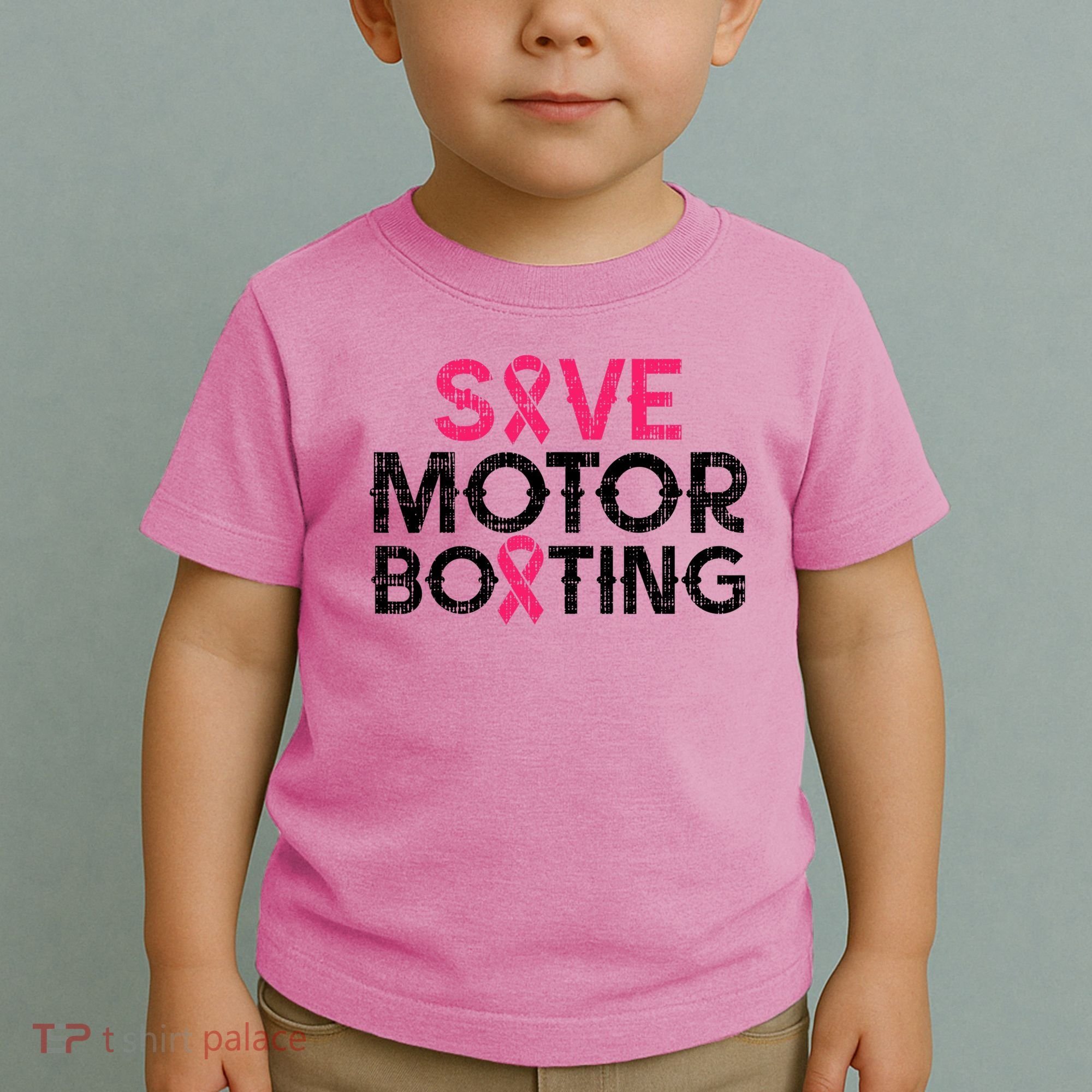 Save Motorboating Funny Pink Breast Cancer Awareness Support Toddler T-Shirt